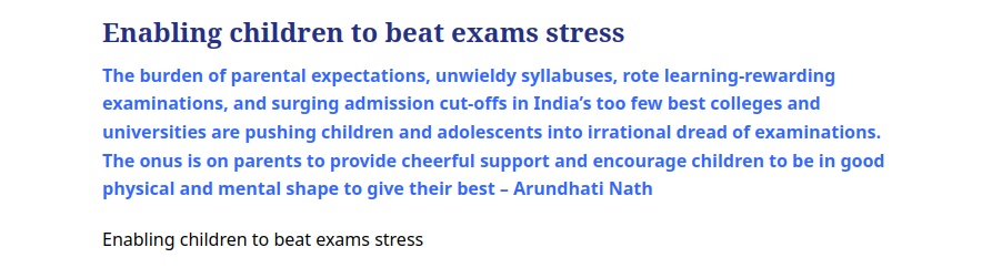 Enabling children to beat exam stress